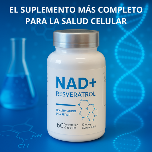 NAD + Resveratrol - El Suplemento Definitivo para el Antienvejecimiento y la Longevidad (60 cápsulas)